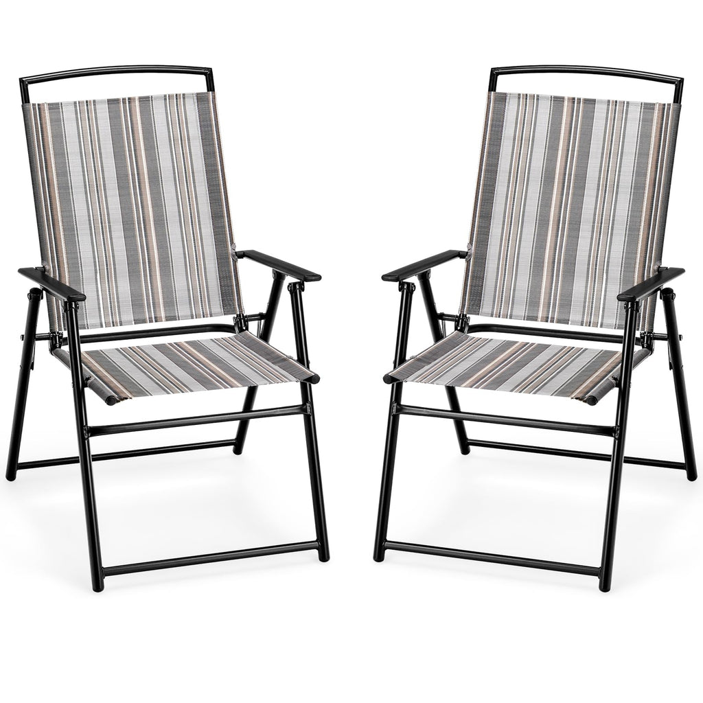 Patio Chairs Set of 2 Folding Armrests Metal Frame E764845