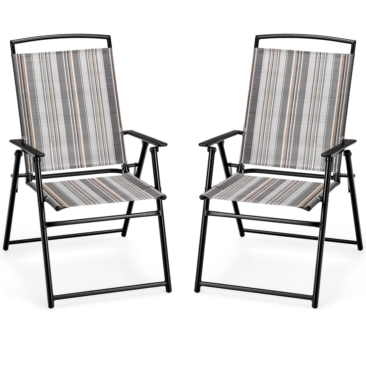 Patio Chairs Set of 2 Folding Armrests Metal Frame E764845