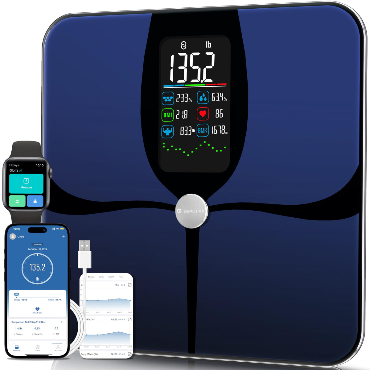 Smart Weight Scale with BMI Body Fat Muscle Mass I2766