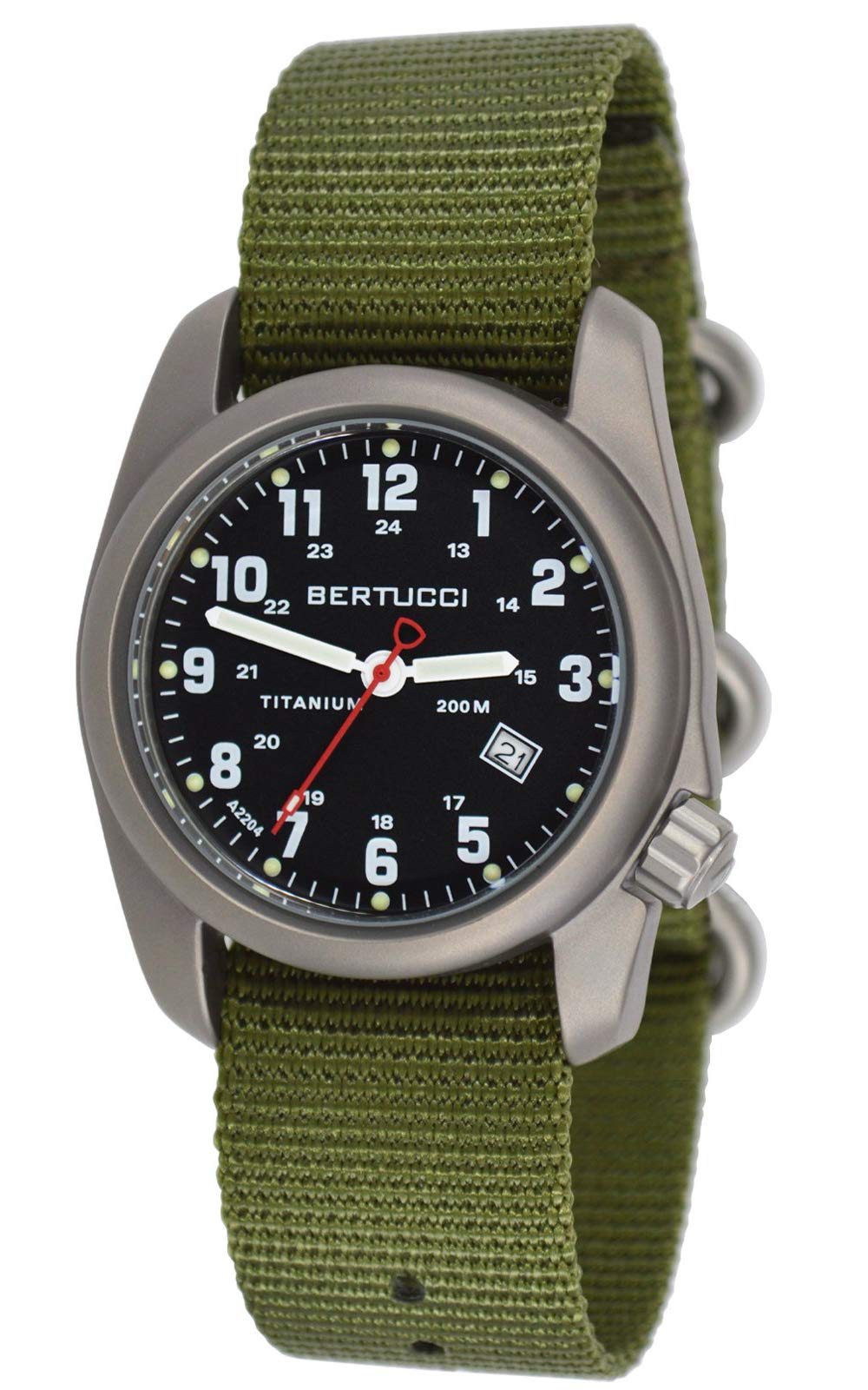 Titanium Olive Nylon Strap Black Dial Men's Watch R5030
