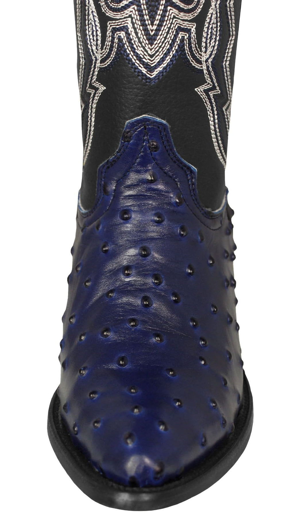Blue Ostrich Quill Print Leather Western Cowboy Boots U800
