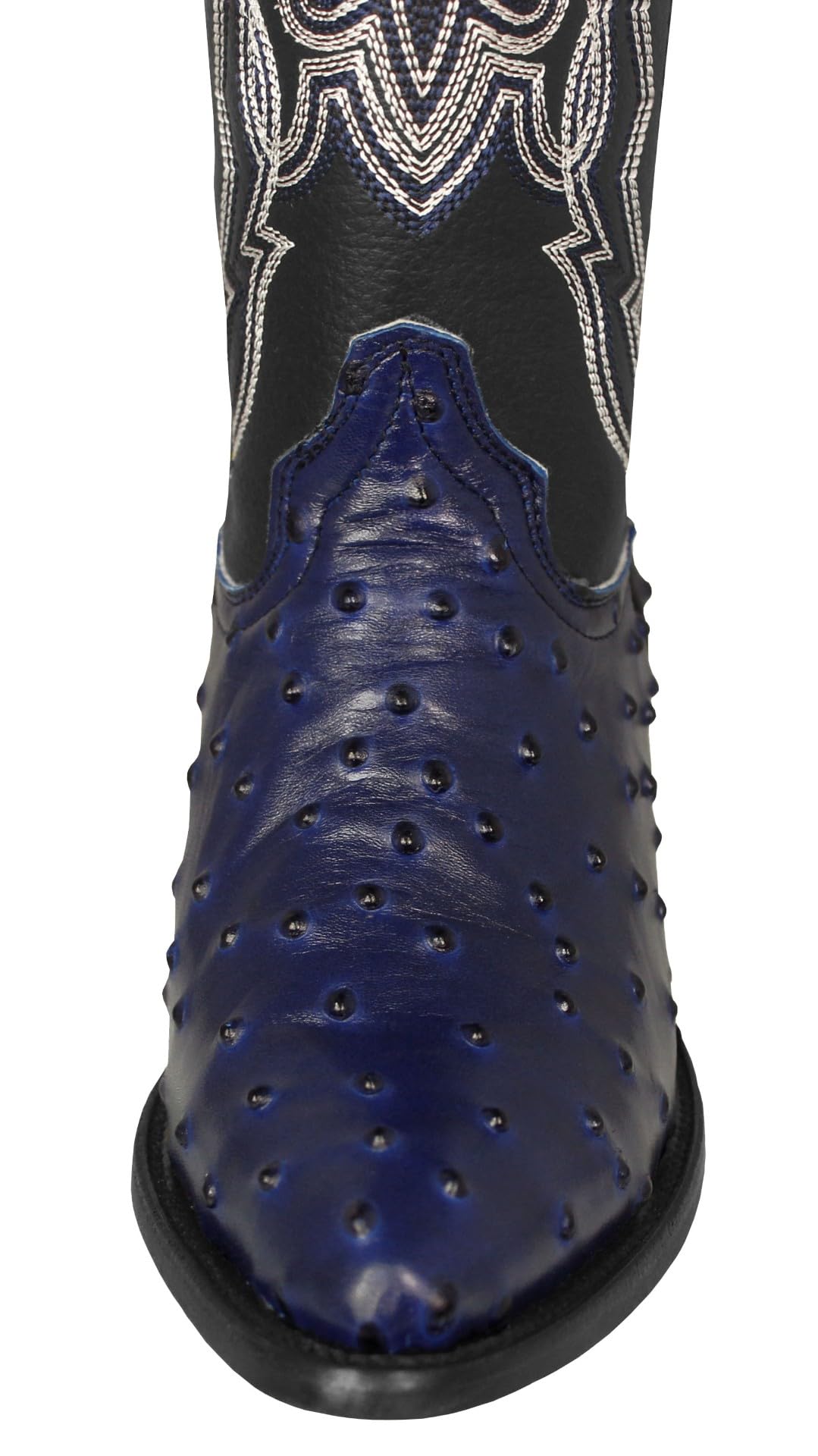 Blue Ostrich Quill Print Leather Western Cowboy Boots U800
