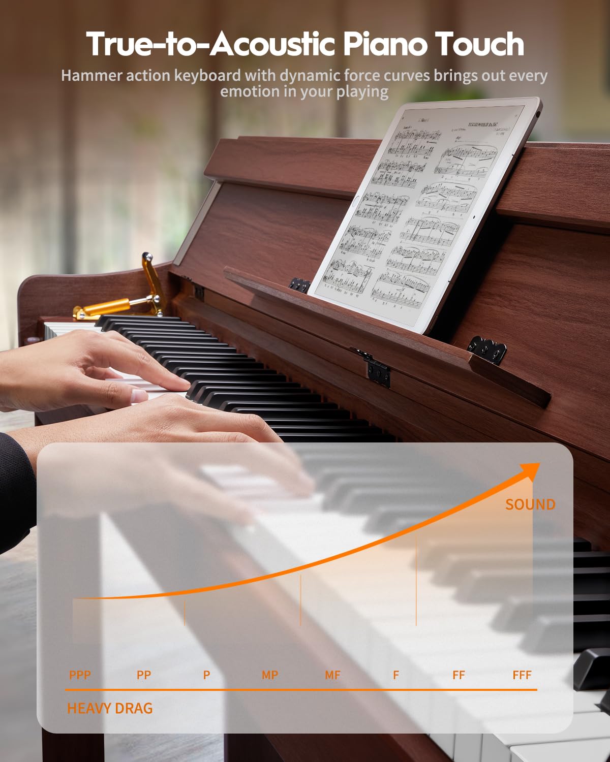 88 Keys Hammer-Action Fully Weighted Digital Piano with Furniture Stand Q2366