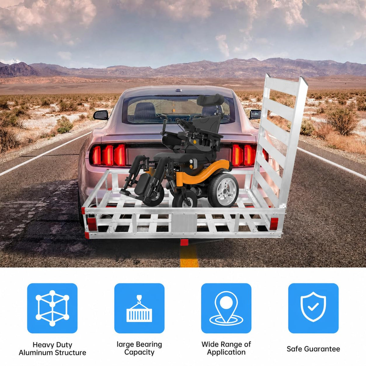 Aluminum Hitch Cargo Carrier with Ramp V818