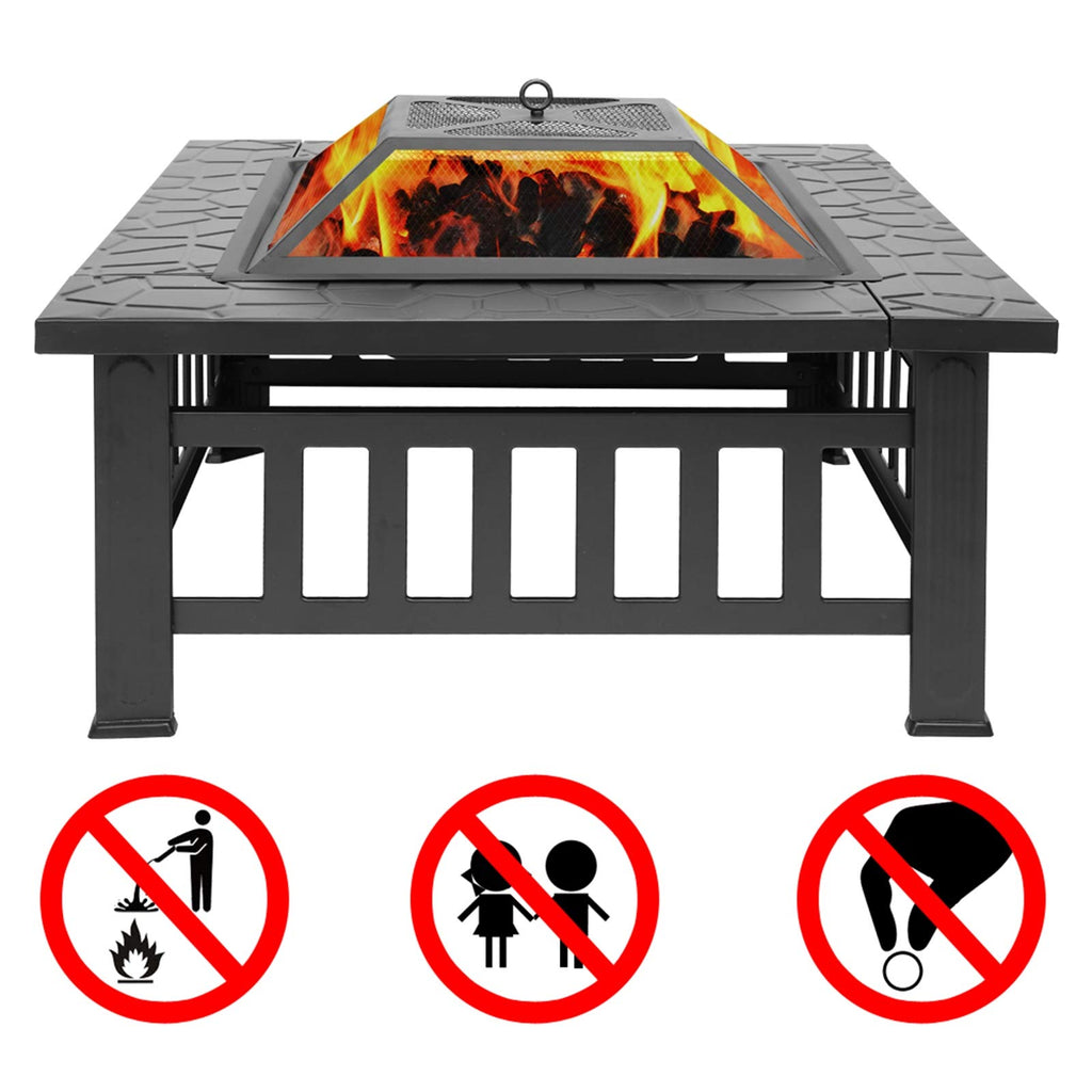 32" Wood Burning Metal Fire Pit with Poker Z450