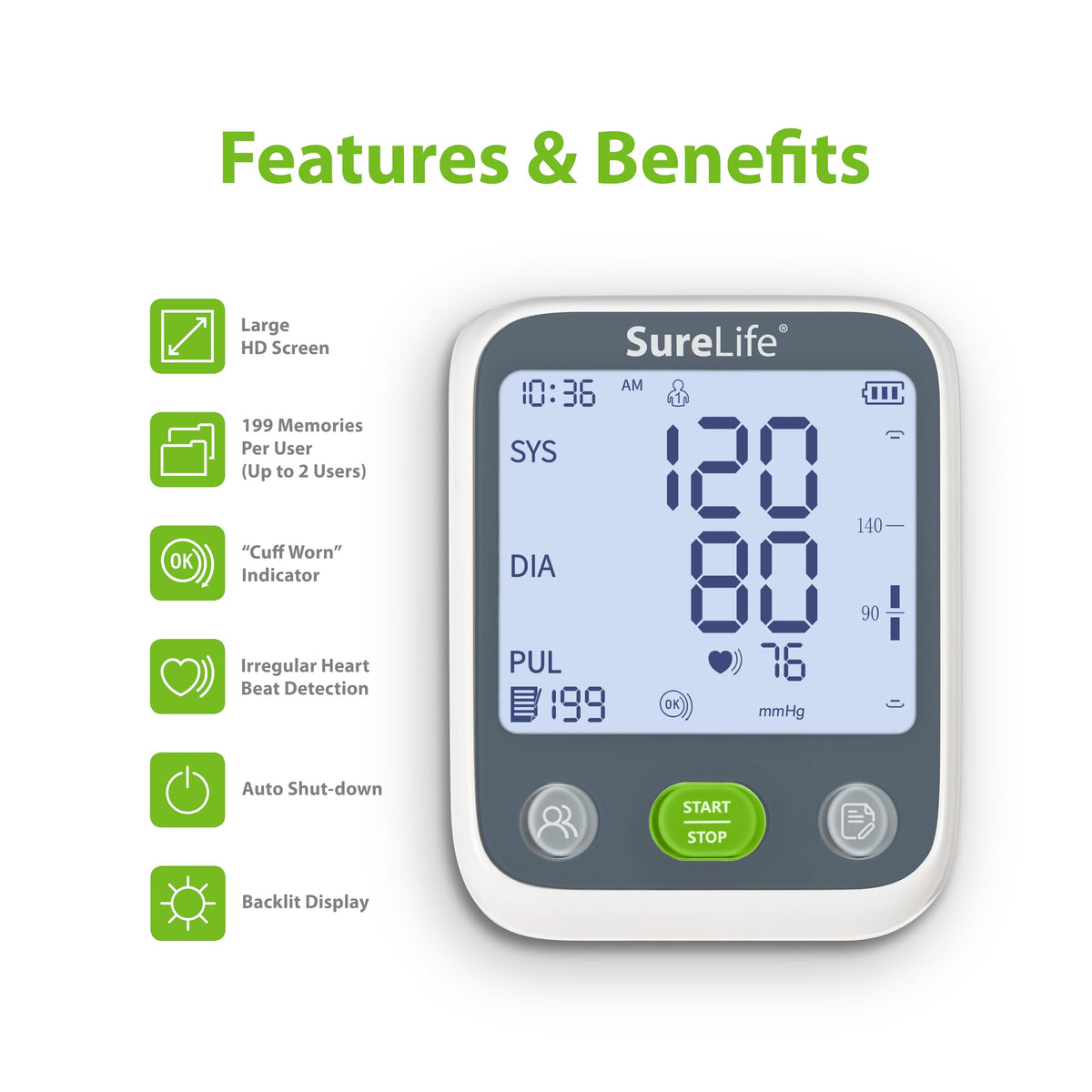 Upper Arm Blood Pressure Monitor with Arm Cuff W5543