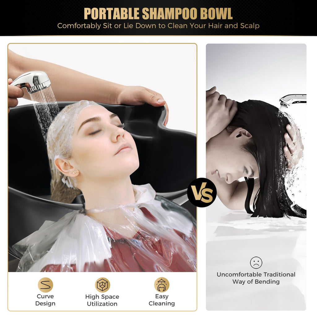 Portable Standing Shampoo Bowl with Drain Hose X4794