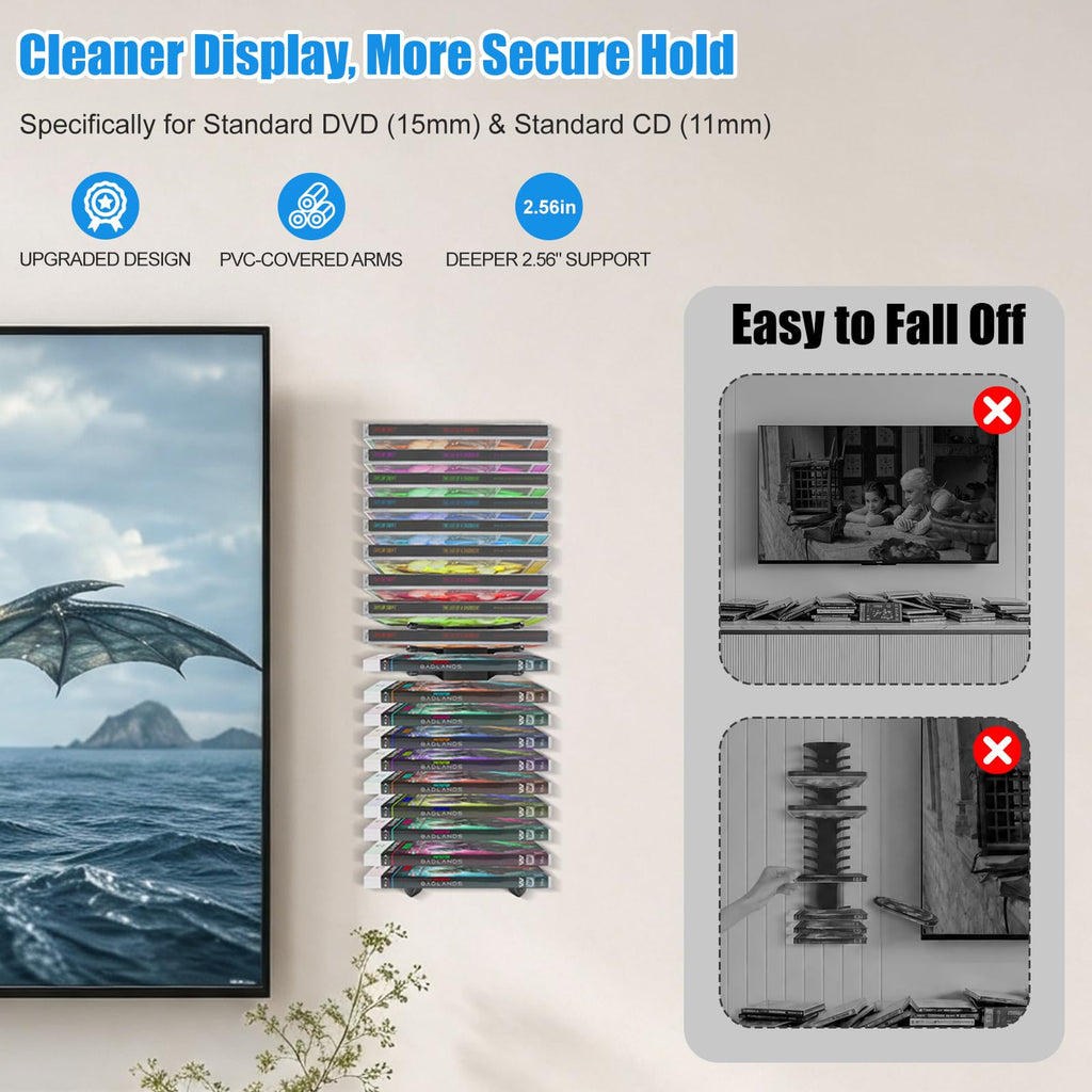 Anti-Drop CD Storage Shelf Wall Mount 4 Pack L425