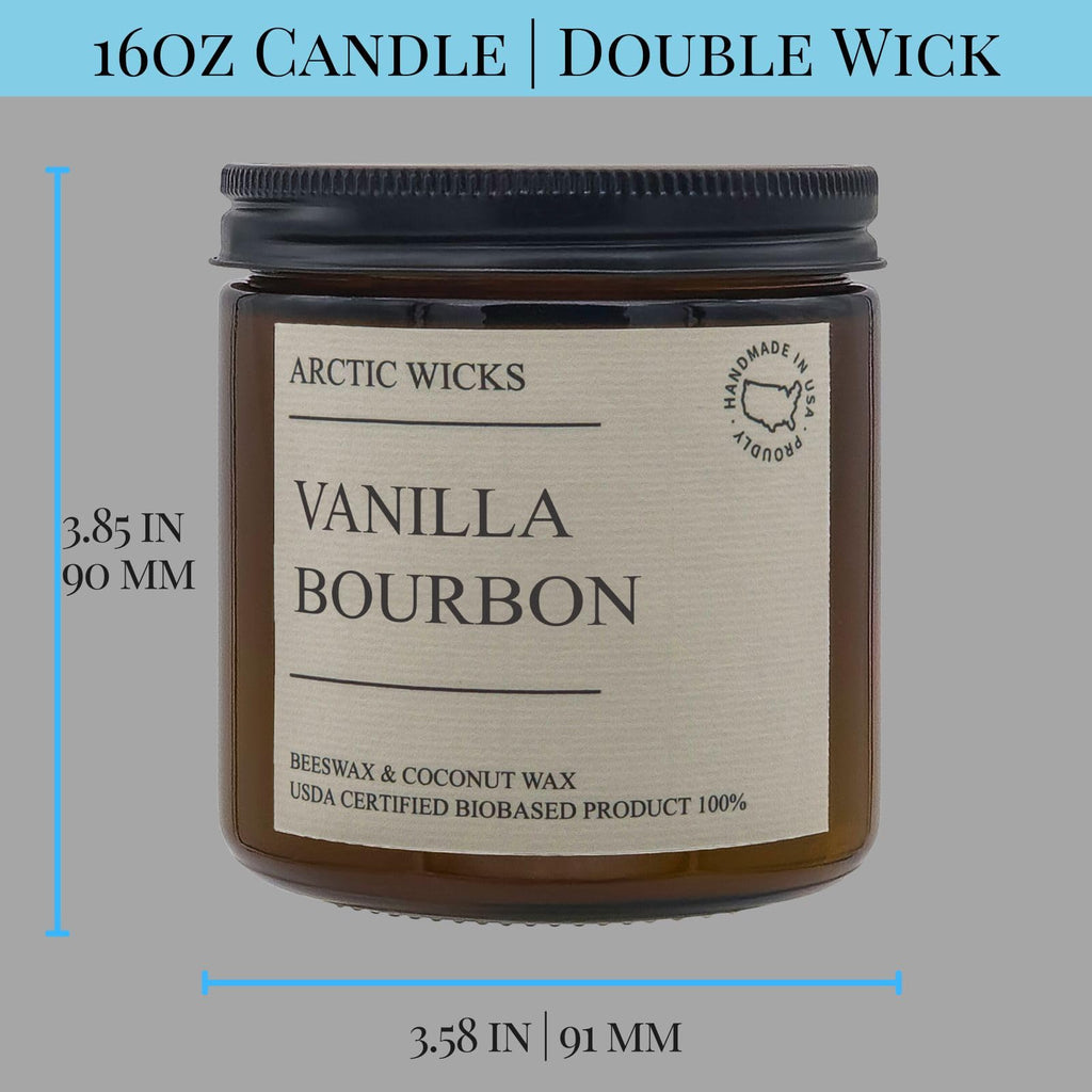 Vanilla Bourbon 16oz Double Wick Coconut Beeswax Candle H68031