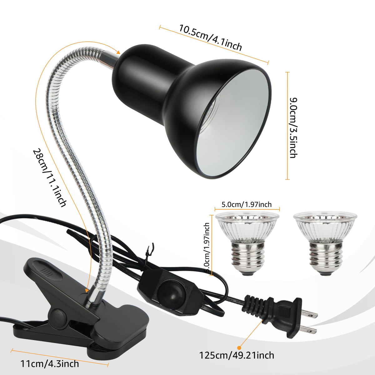 Reptile Heat Lamp UVA/UVB Light with 25W and 50W Bulbs P88451