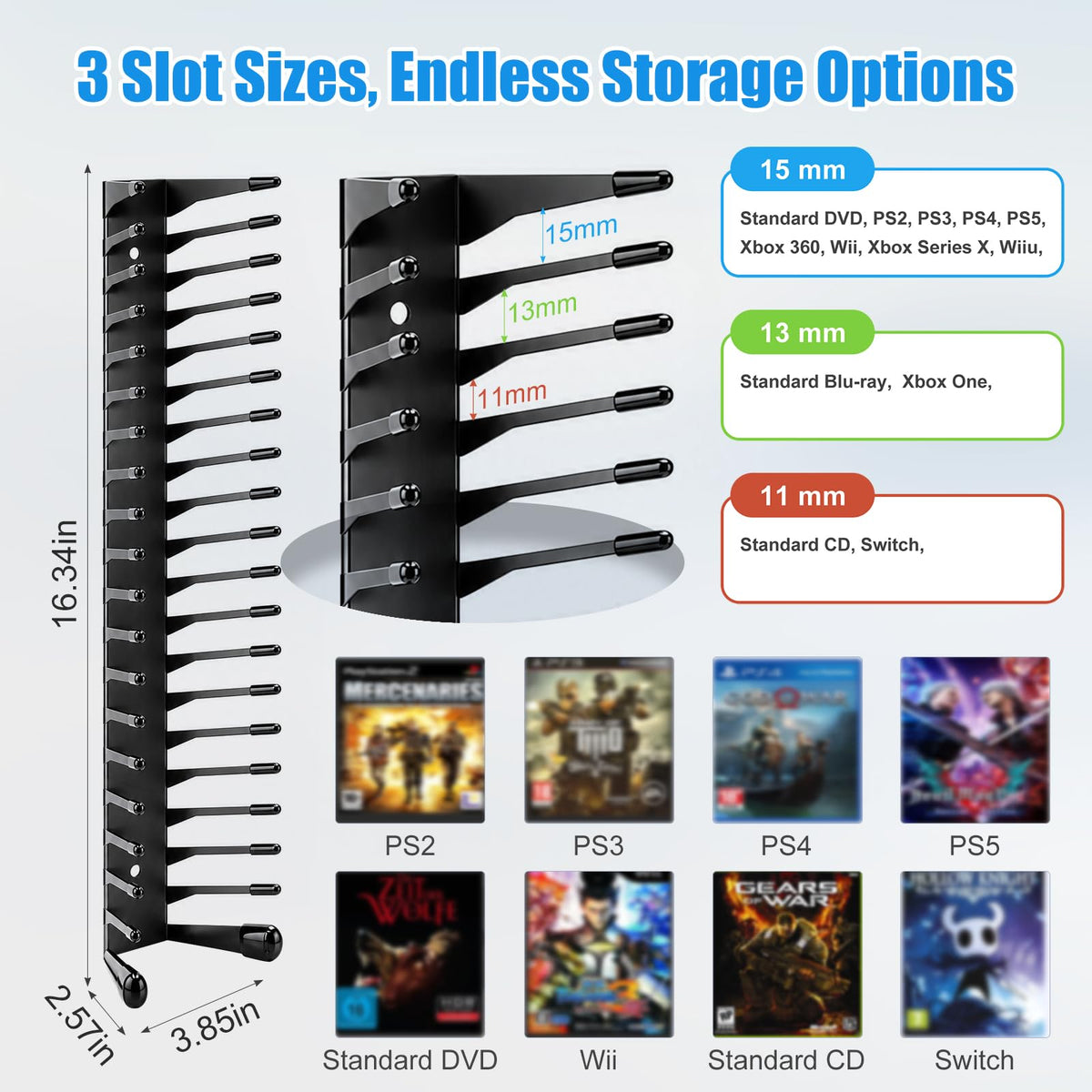 Anti-Drop CD Storage Shelf Wall Mount 4 Pack L425