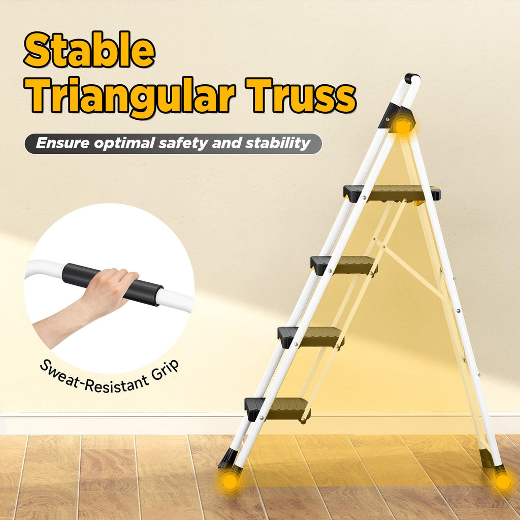4 Step White Folding Step Stool R349