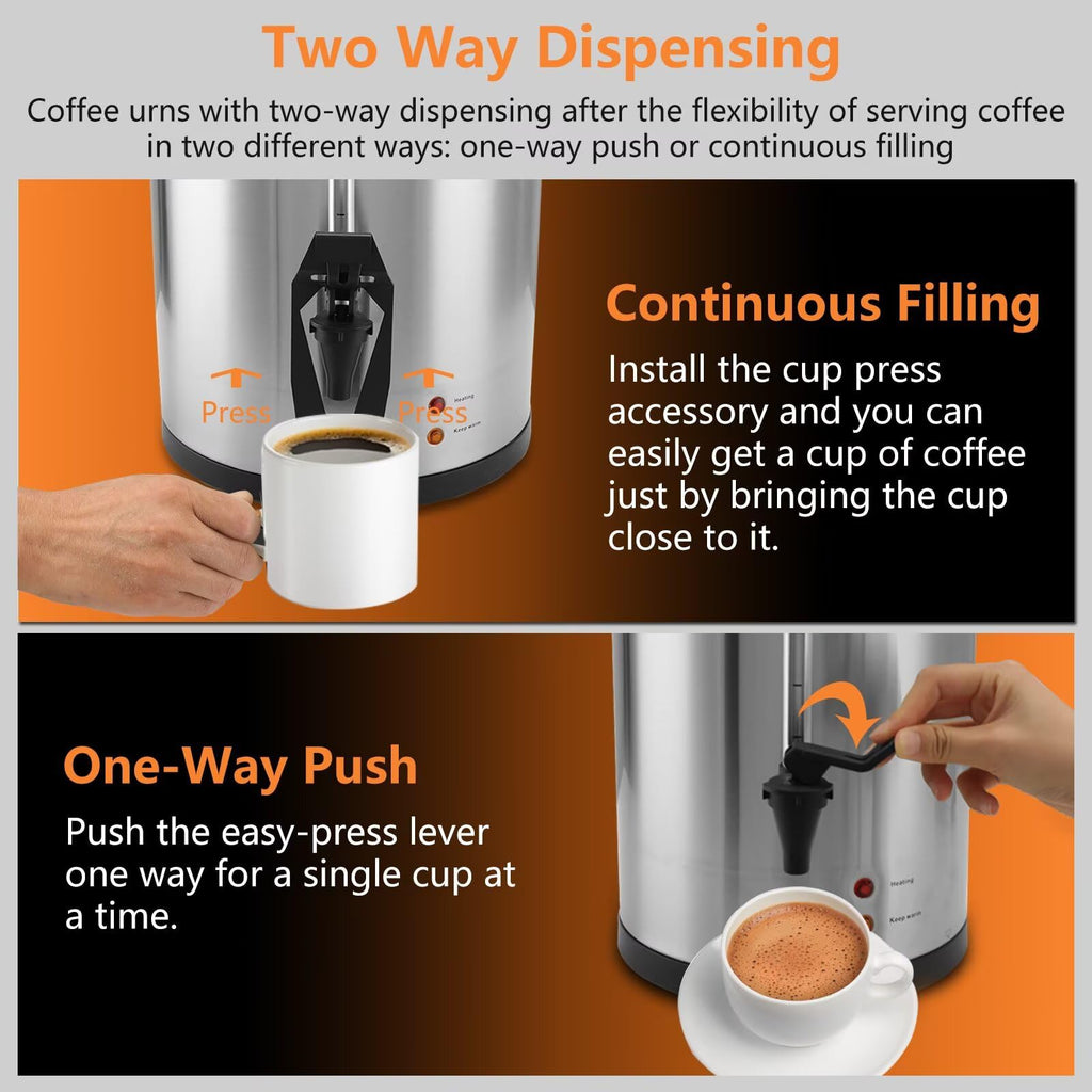 45 Cup 8L Commercial Coffee Urn 950W Hot Beverage Dispenser with Double Faucet F42583