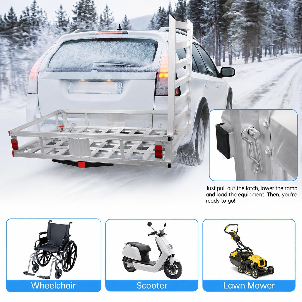 Aluminum Hitch Cargo Carrier with Ramp V818
