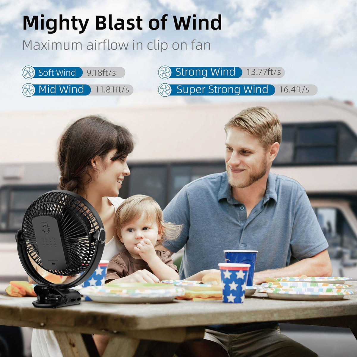 10000mAh 8-Inch Rechargeable Clip on Fan Z3921