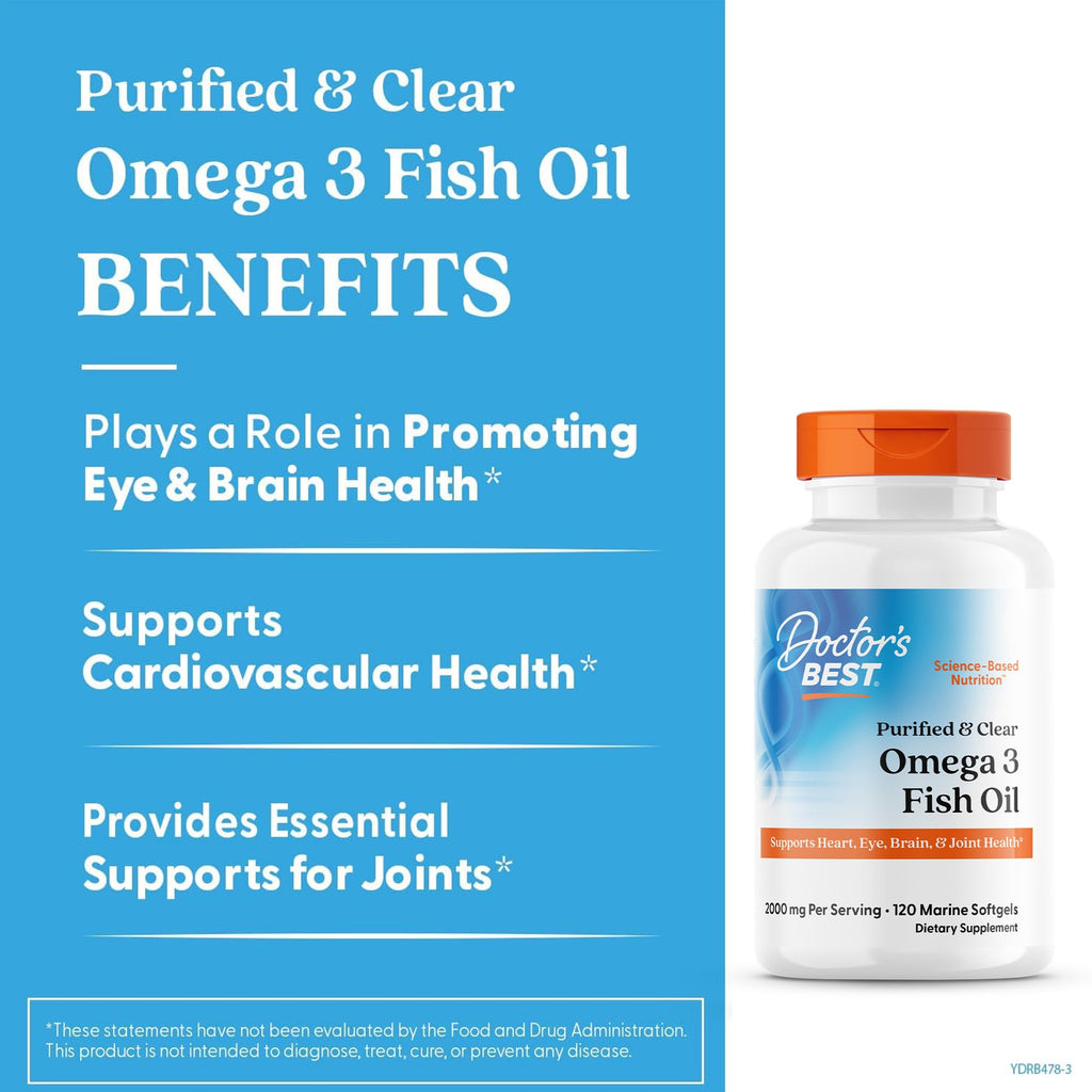 Omega 3 Fish Oil Supplement, Gluten Free, 120 Marine Softgels I596
