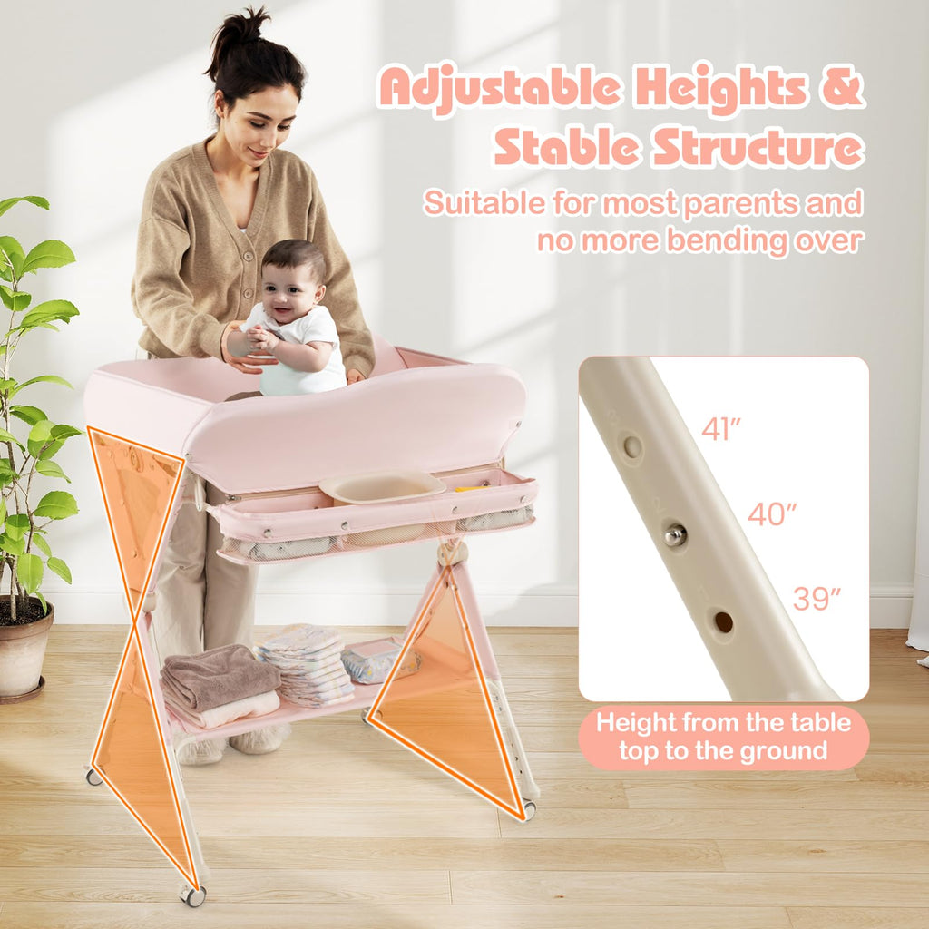 Portable Baby Changing Table with Wheels Q356