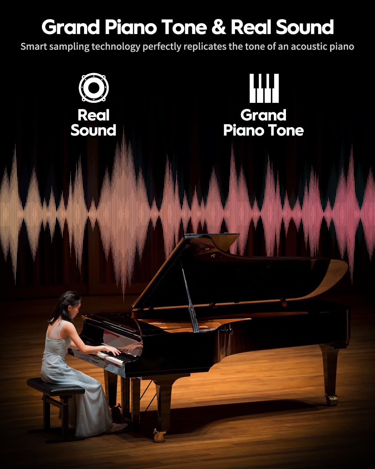 88 Keys Hammer-Action Fully Weighted Digital Piano with Furniture Stand Q2366