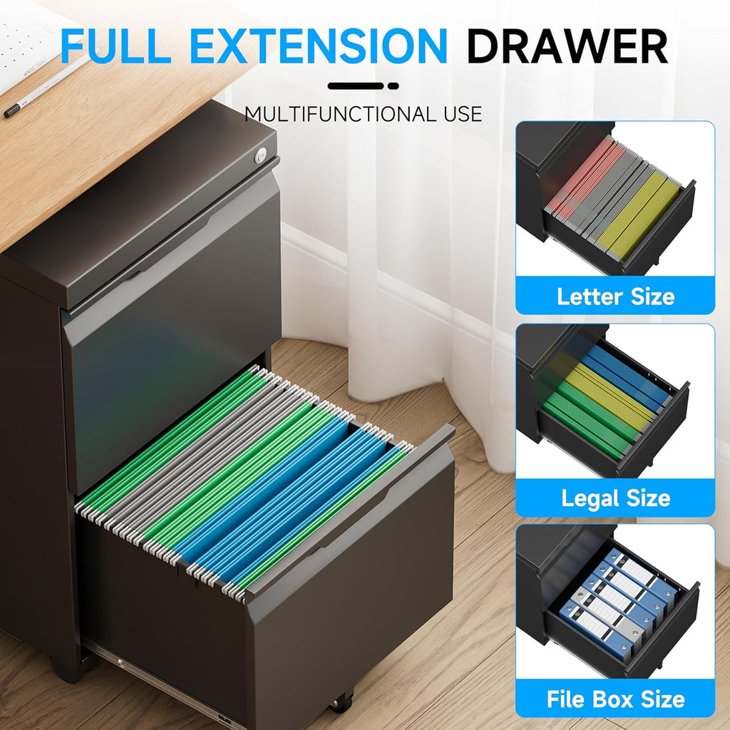 2 Drawer Mobile File Cabinet with Lock X448