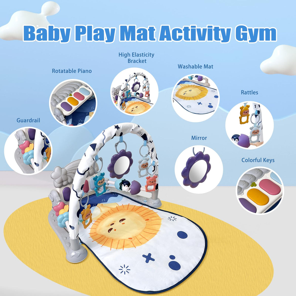 Baby Play Gym Mat with Music and Light F5511