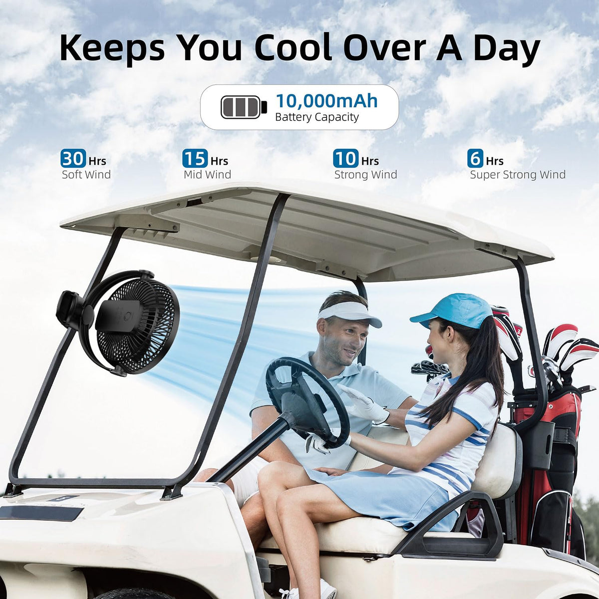 10000mAh 8-Inch Rechargeable Clip on Fan Z3921