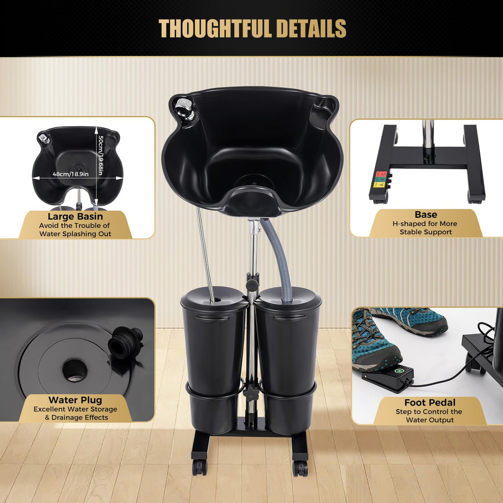 Portable Standing Shampoo Bowl with Drain Hose X4794