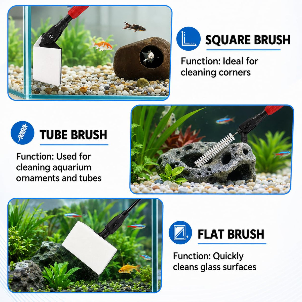 7 in 1 Aquarium Cleaning Kit with Adjustable Long Handle D37797