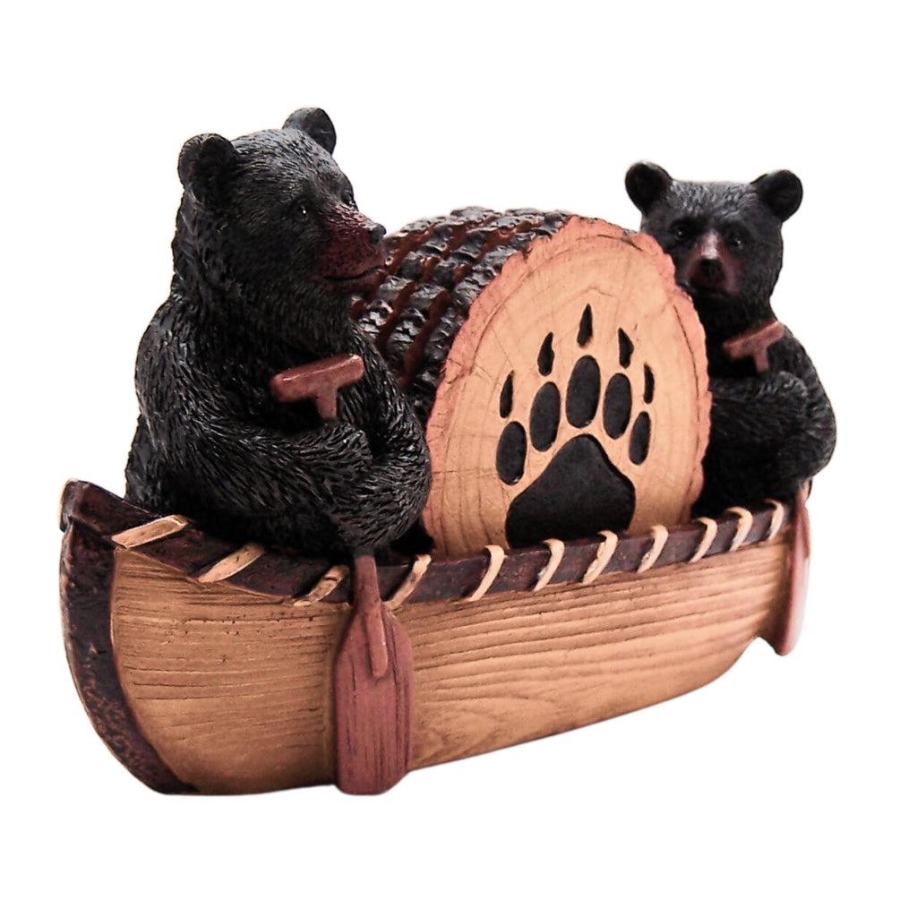 Set of 4 Rustic Bear Canoe Coasters P3918
