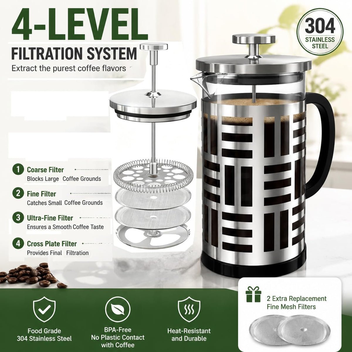 34 oz Brushed Stainless French Press A561683