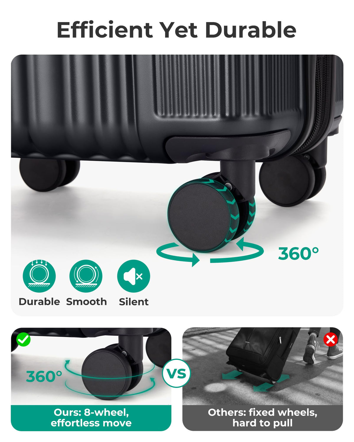 Carry On Luggage with Wheels, Black T192740