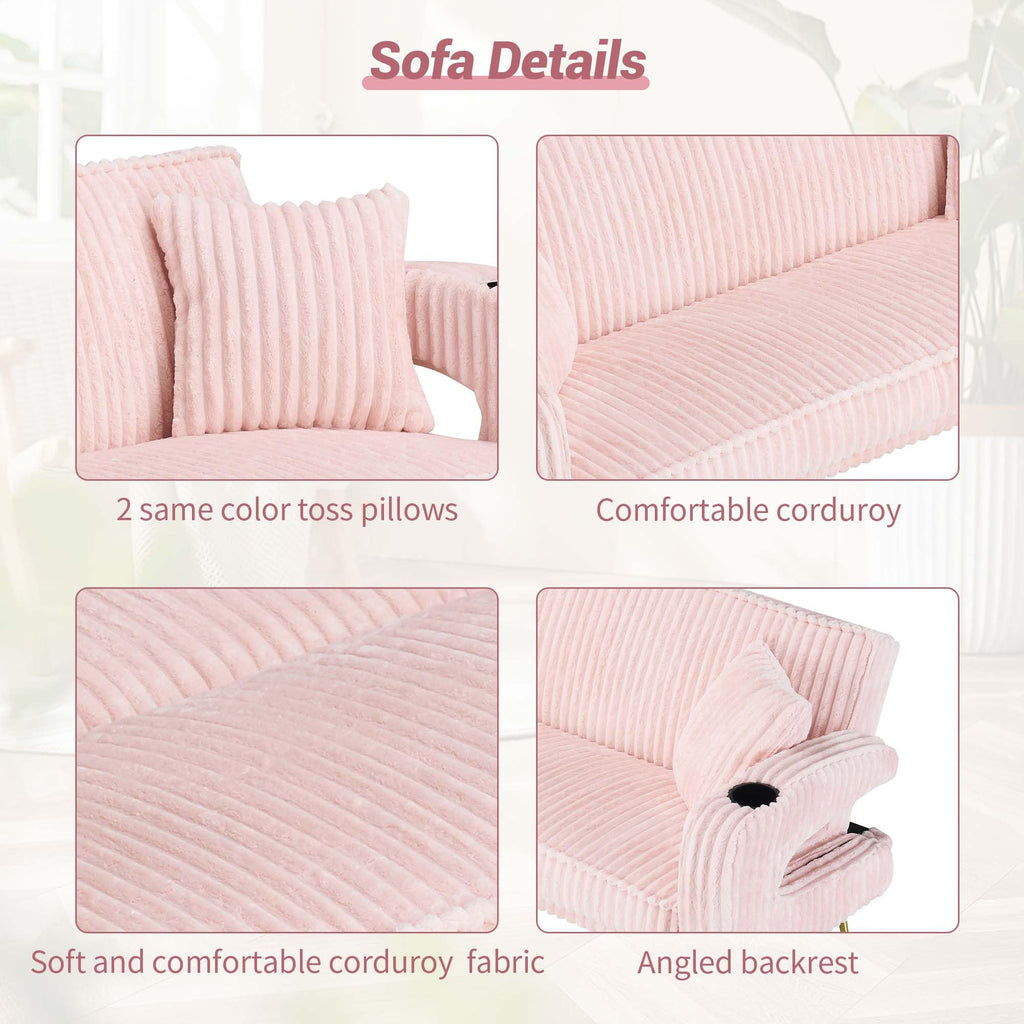 Pink Teddy Fabric Convertible Futon Sofa Bed D503563