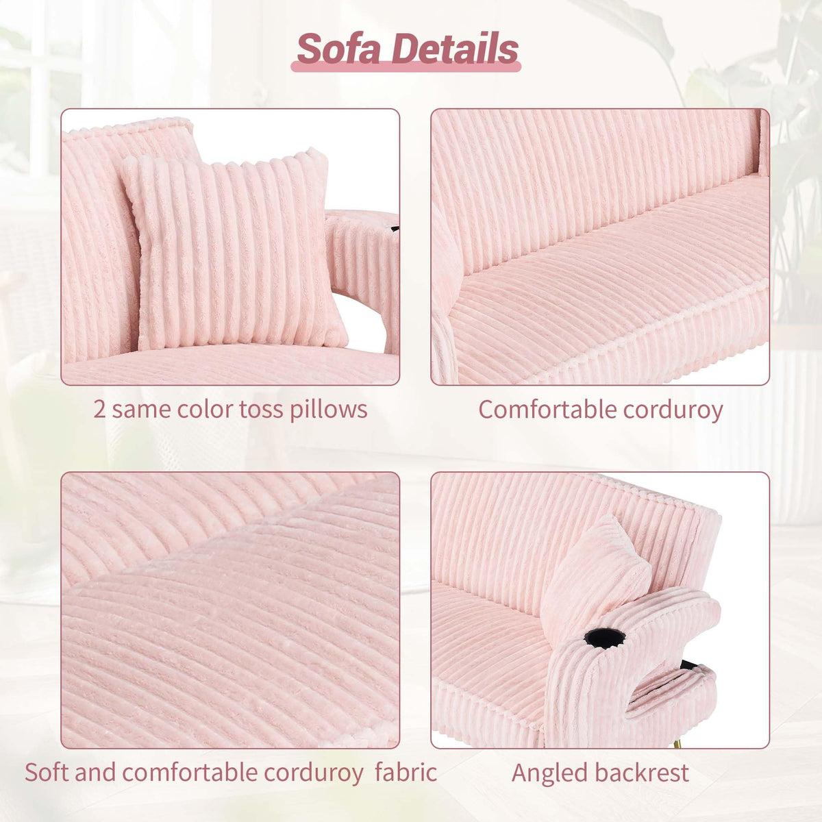 Pink Teddy Fabric Convertible Futon Sofa Bed D503563