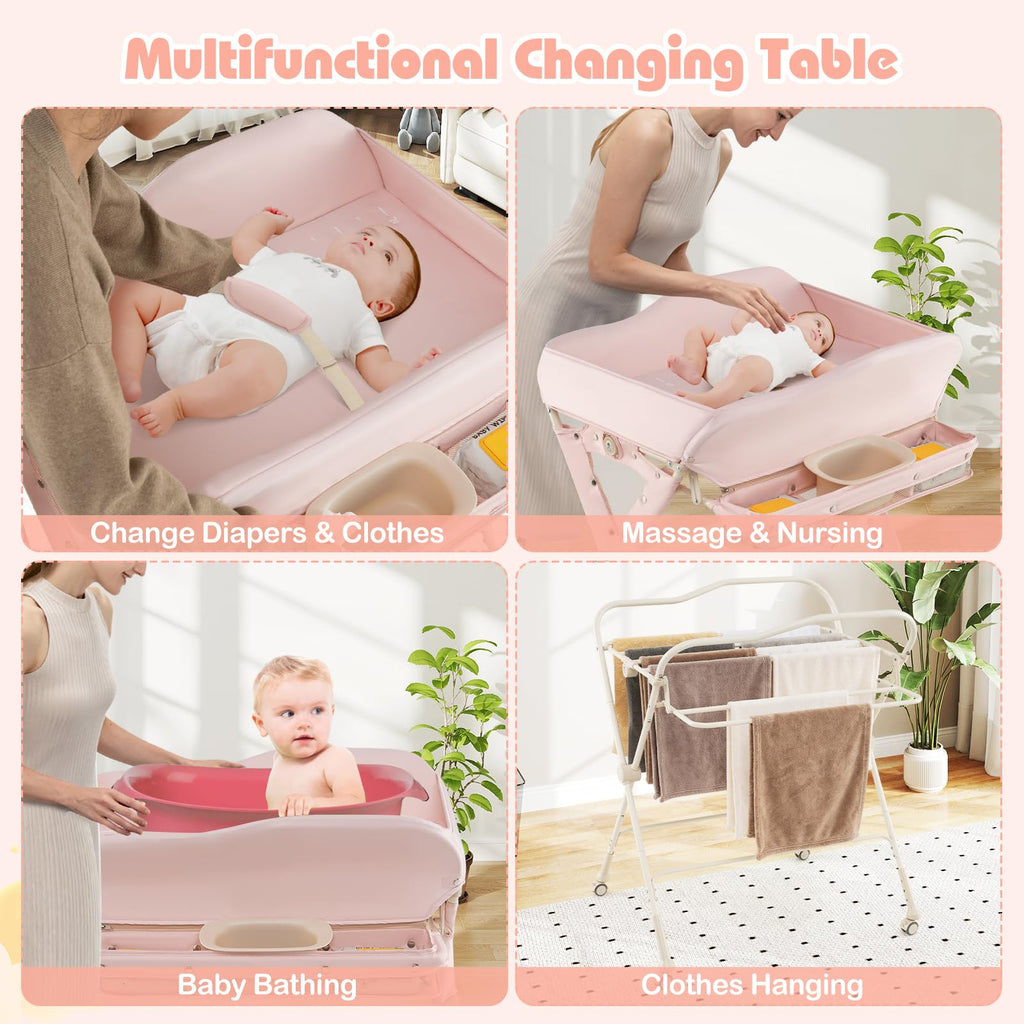 Portable Baby Changing Table with Wheels Q356