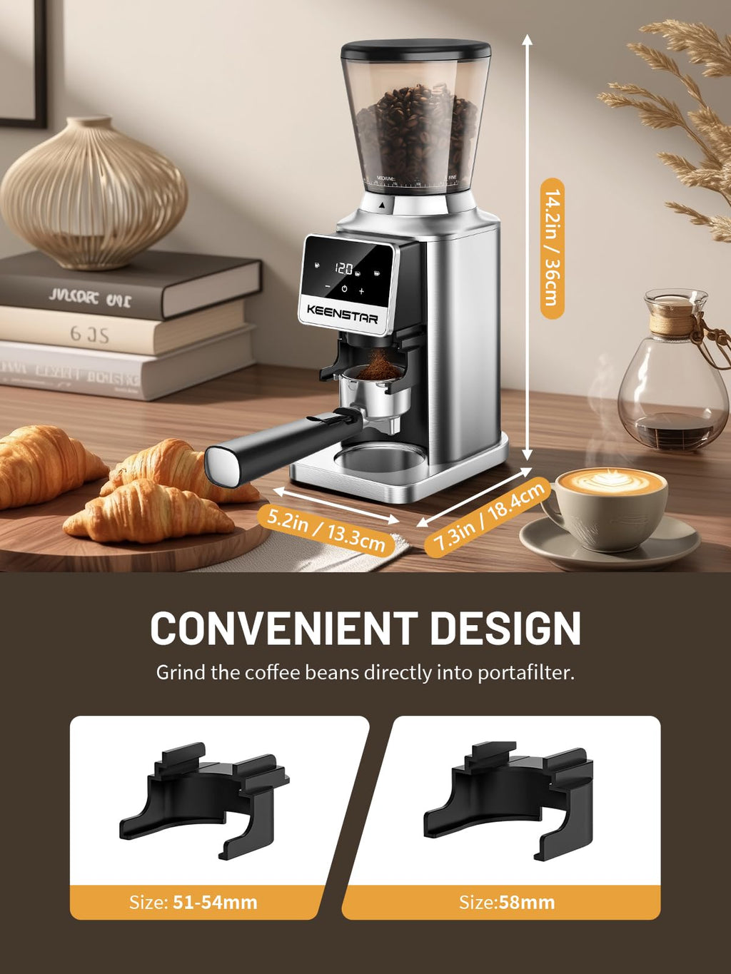 Conical Burr Coffee Grinder with Touch Screen 34 Grind T51188
