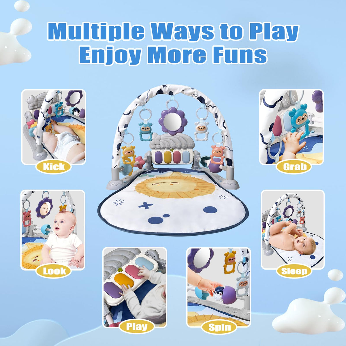 Baby Play Gym Mat with Music and Light F5511