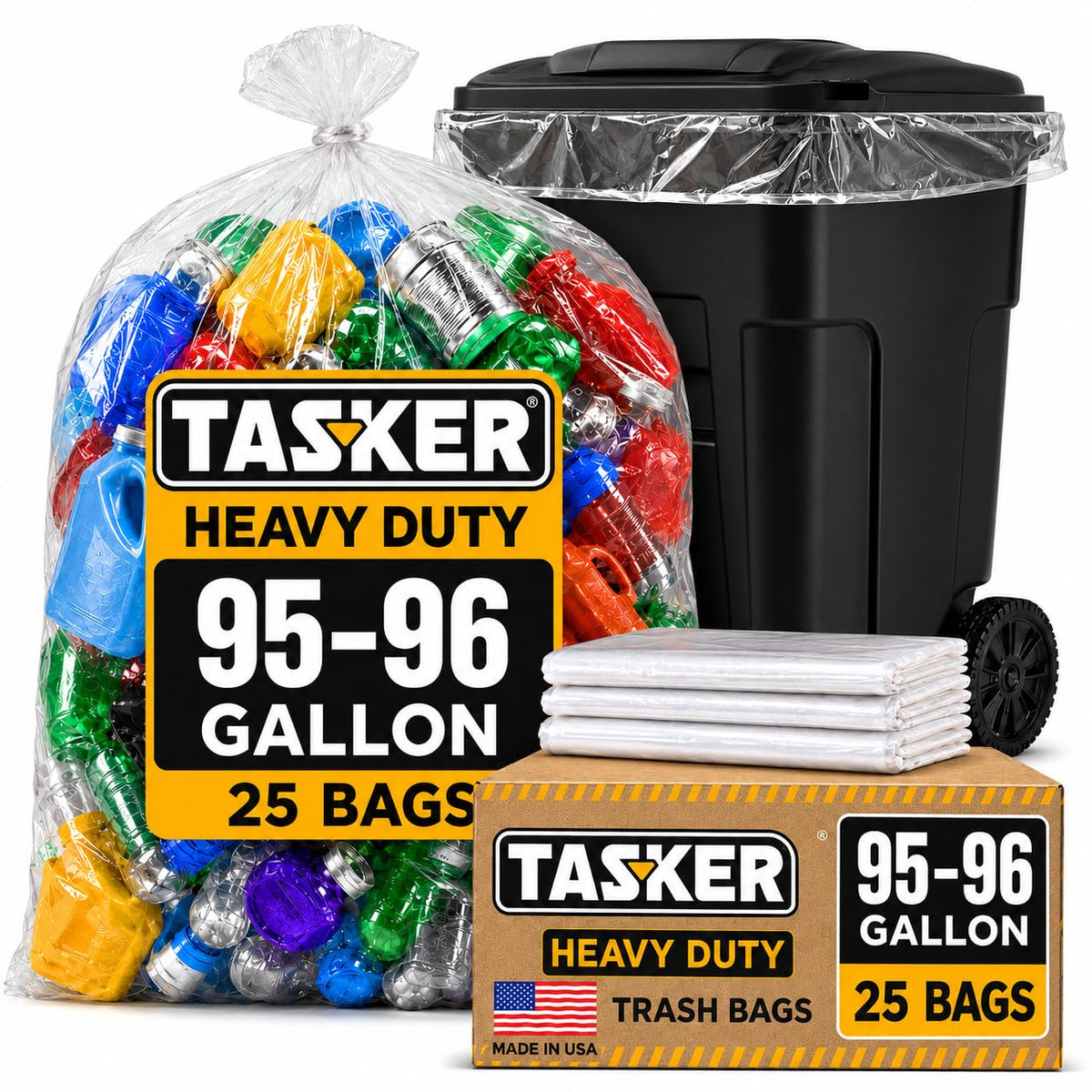 95-100 Gallon Clear Heavy Duty Trash Bags J8294
