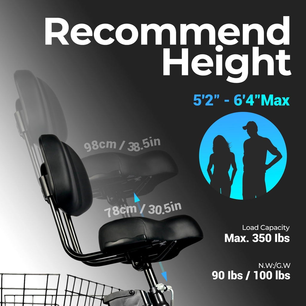 Folding Electric Tricycle for Adults, 20"x4" Fat Tire, Peak 500W 36V13Ah U1674