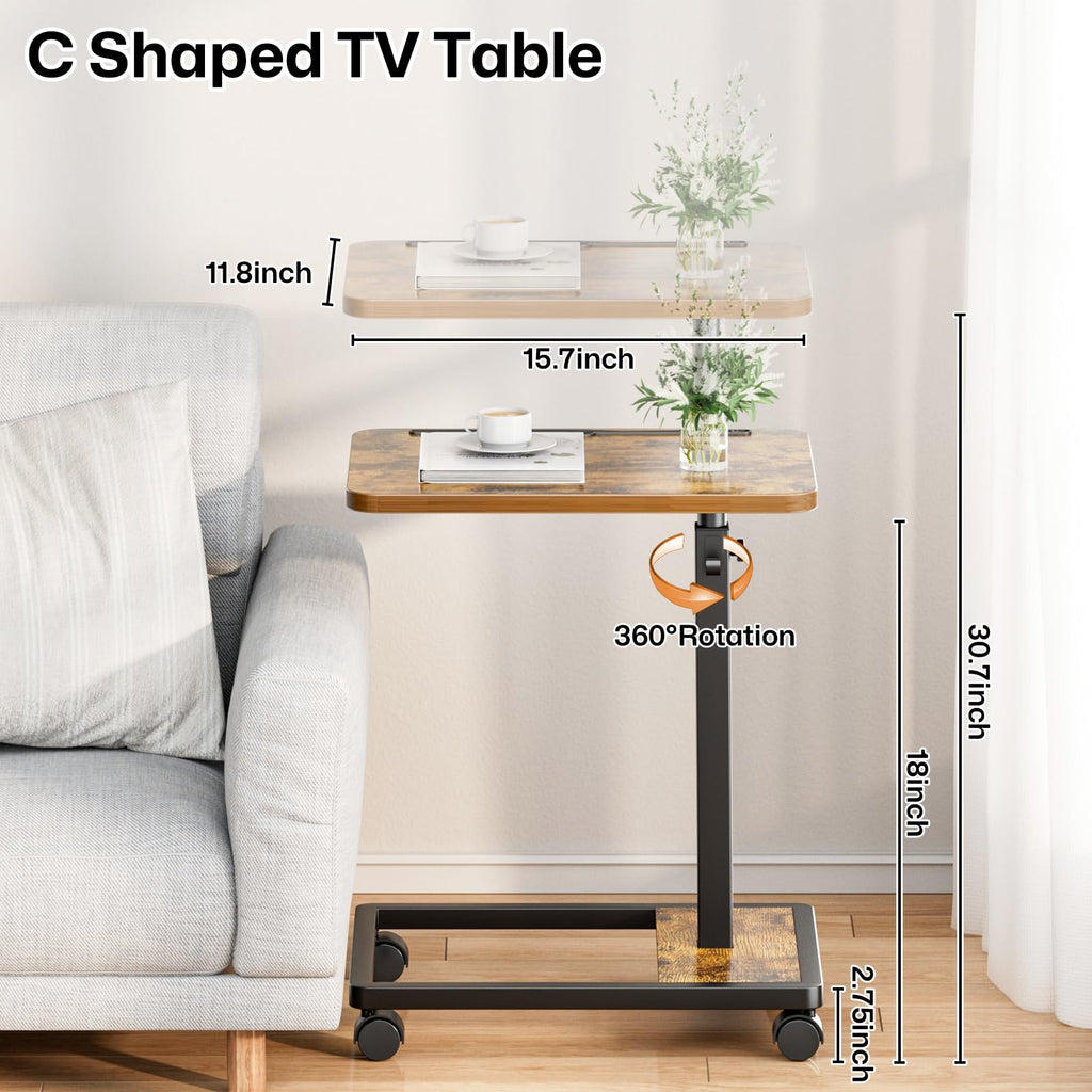 Adjustable TV Tray Table with Wheels B554680