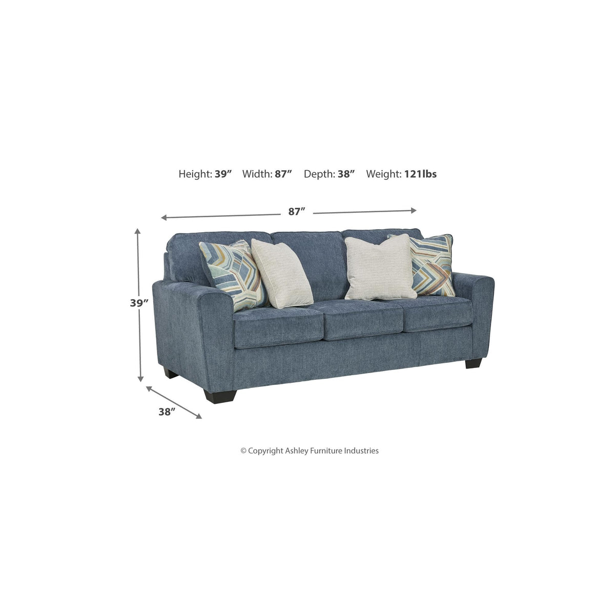 Blue Chenille 3 Seater Couch S2619