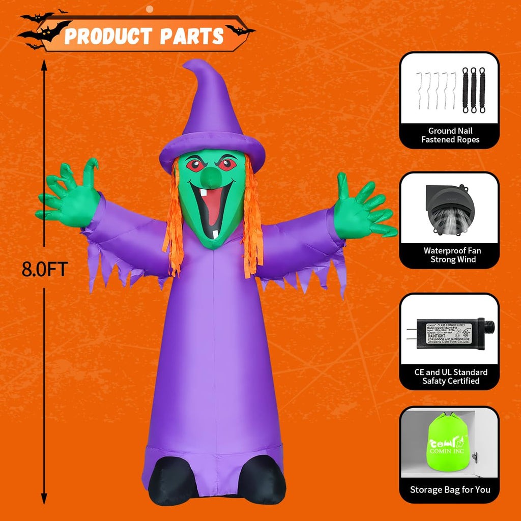 8FT Purple Halloween Inflatables with LEDs R9493