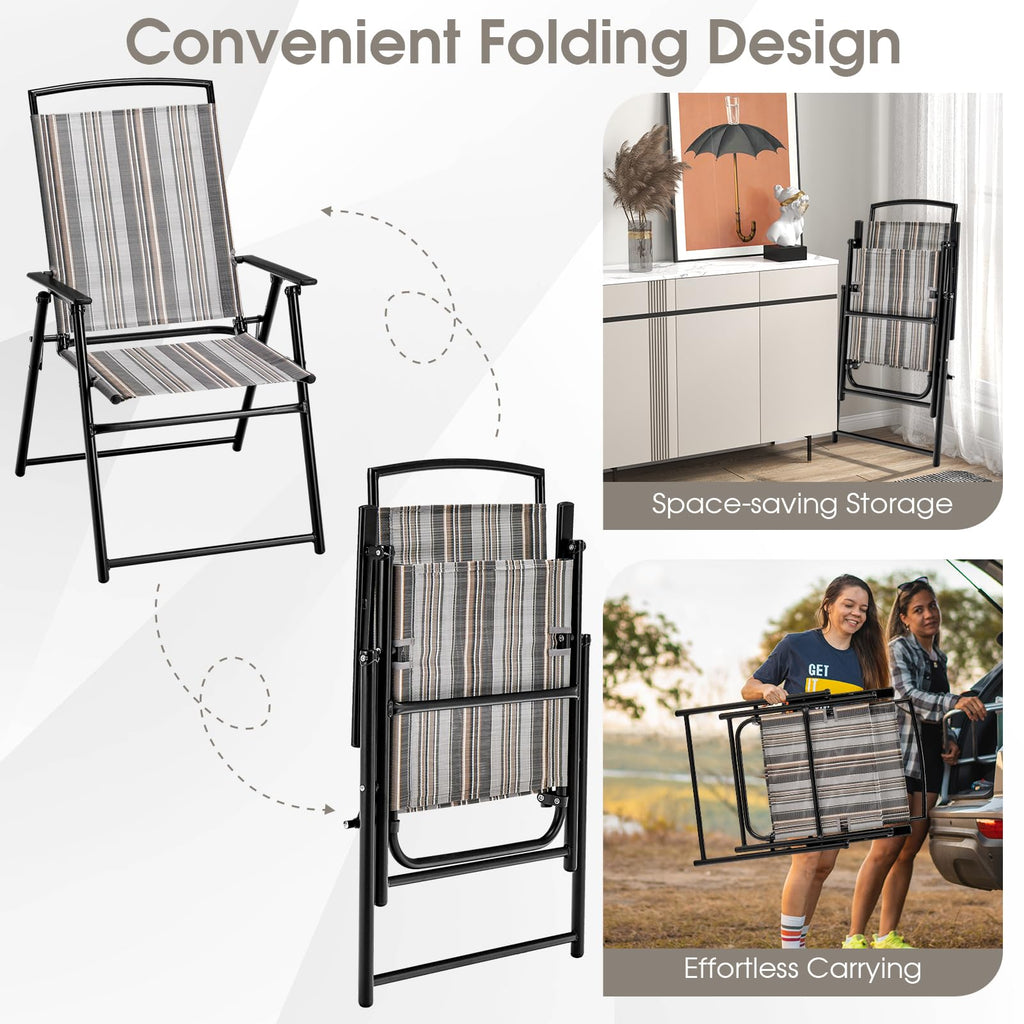 Patio Chairs Set of 2 Folding Armrests Metal Frame E764845