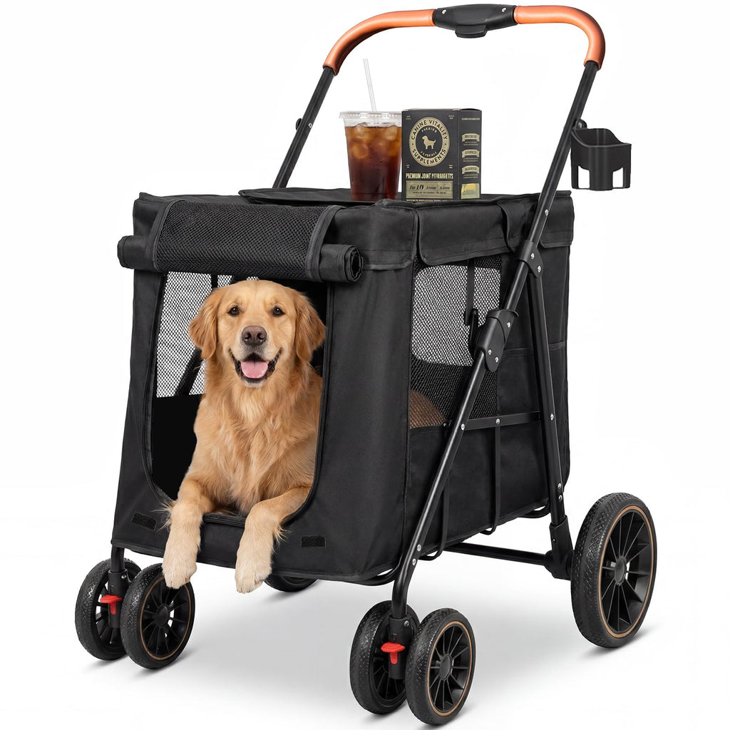 Foldable Pet Stroller up to 80 lbs with All-Terrain Wheels F156