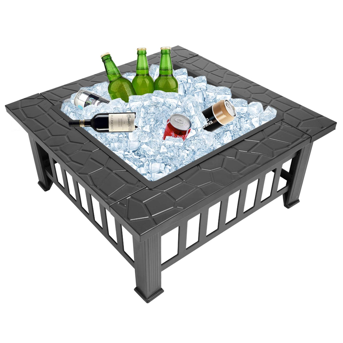 32" Wood Burning Metal Fire Pit with Poker Z450