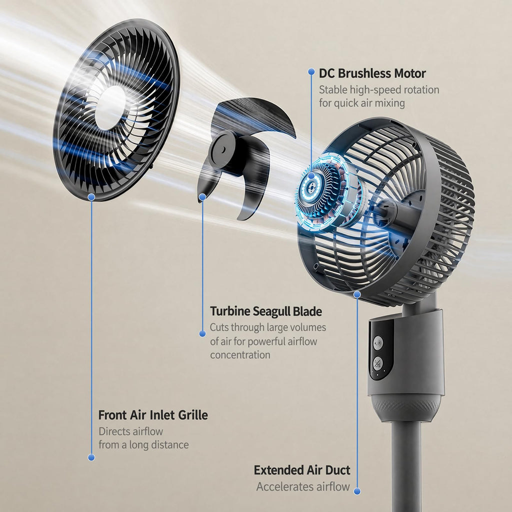 Super Quiet Adjustable Pedestal Fan D830