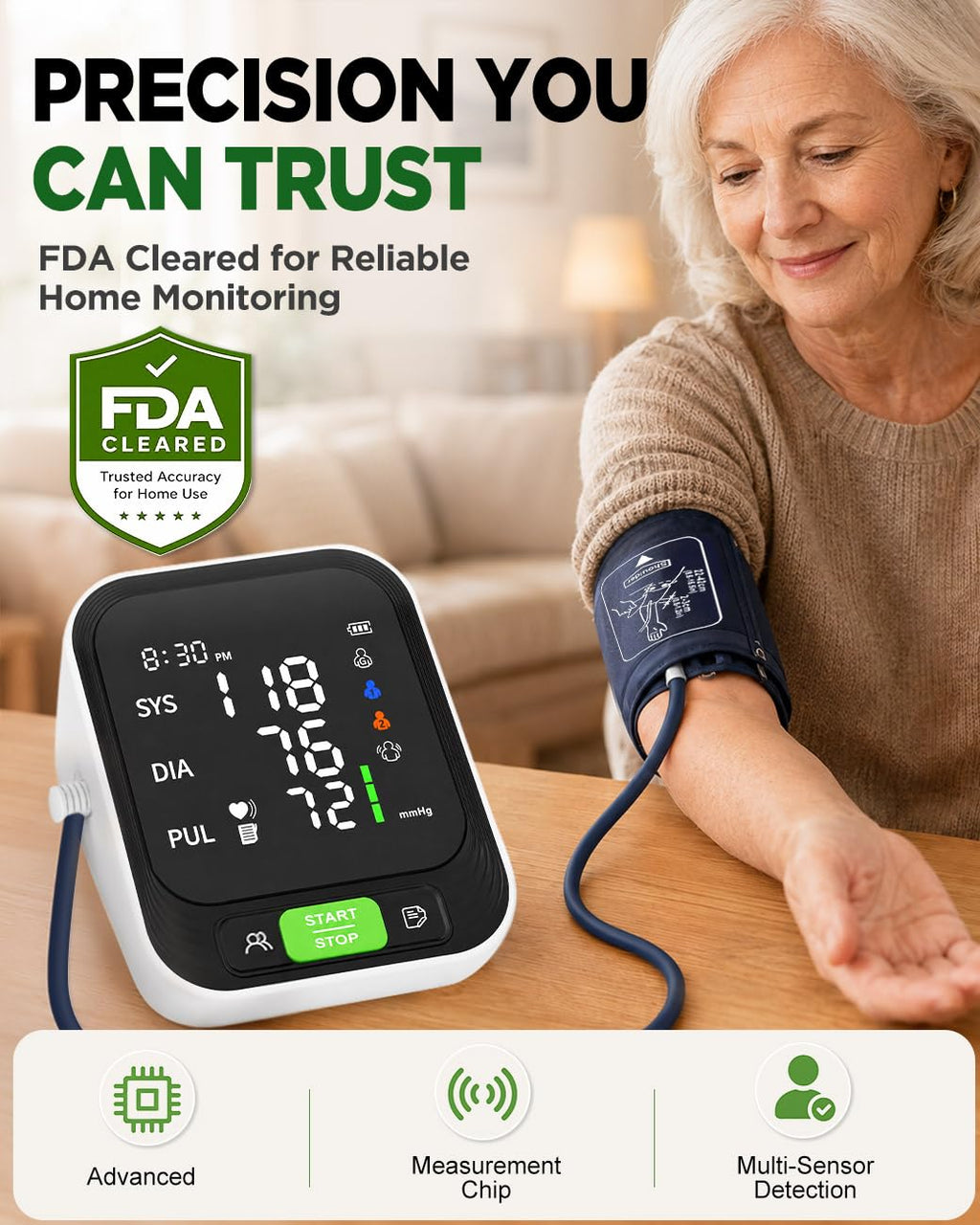 Upper Arm Blood Pressure Monitor with Large Cuff C520