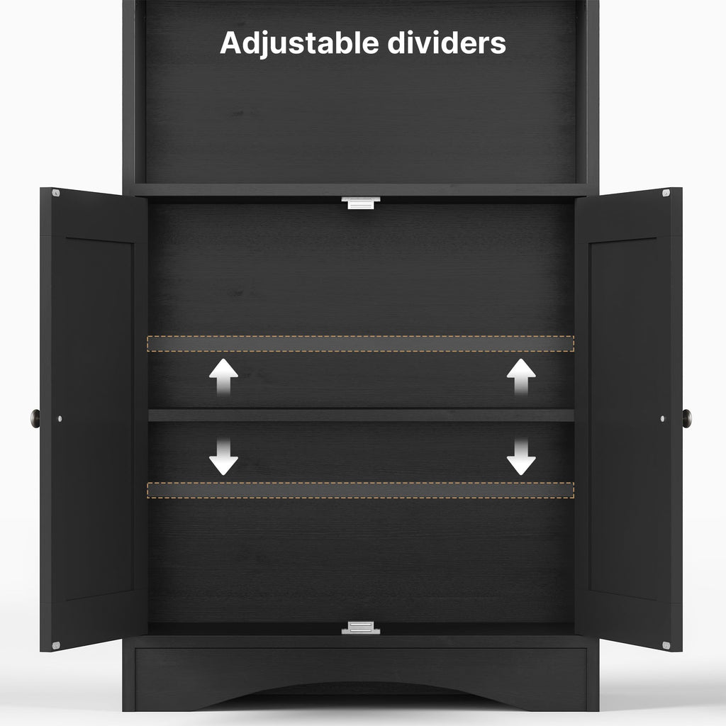 71''H 6-Shelf Black Bookcase with Doors X418917