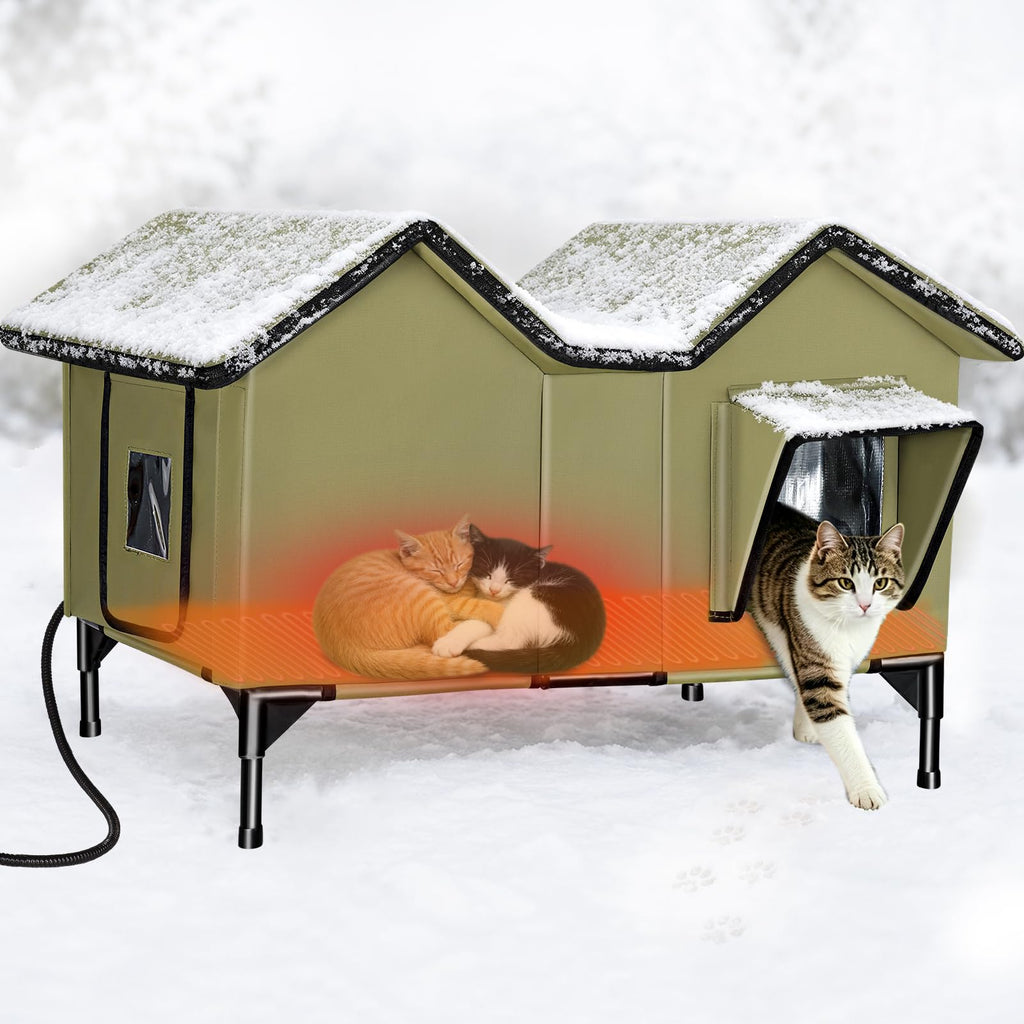 Heated Weatherproof Insulated Outdoor Cat House with Heating Pad V663