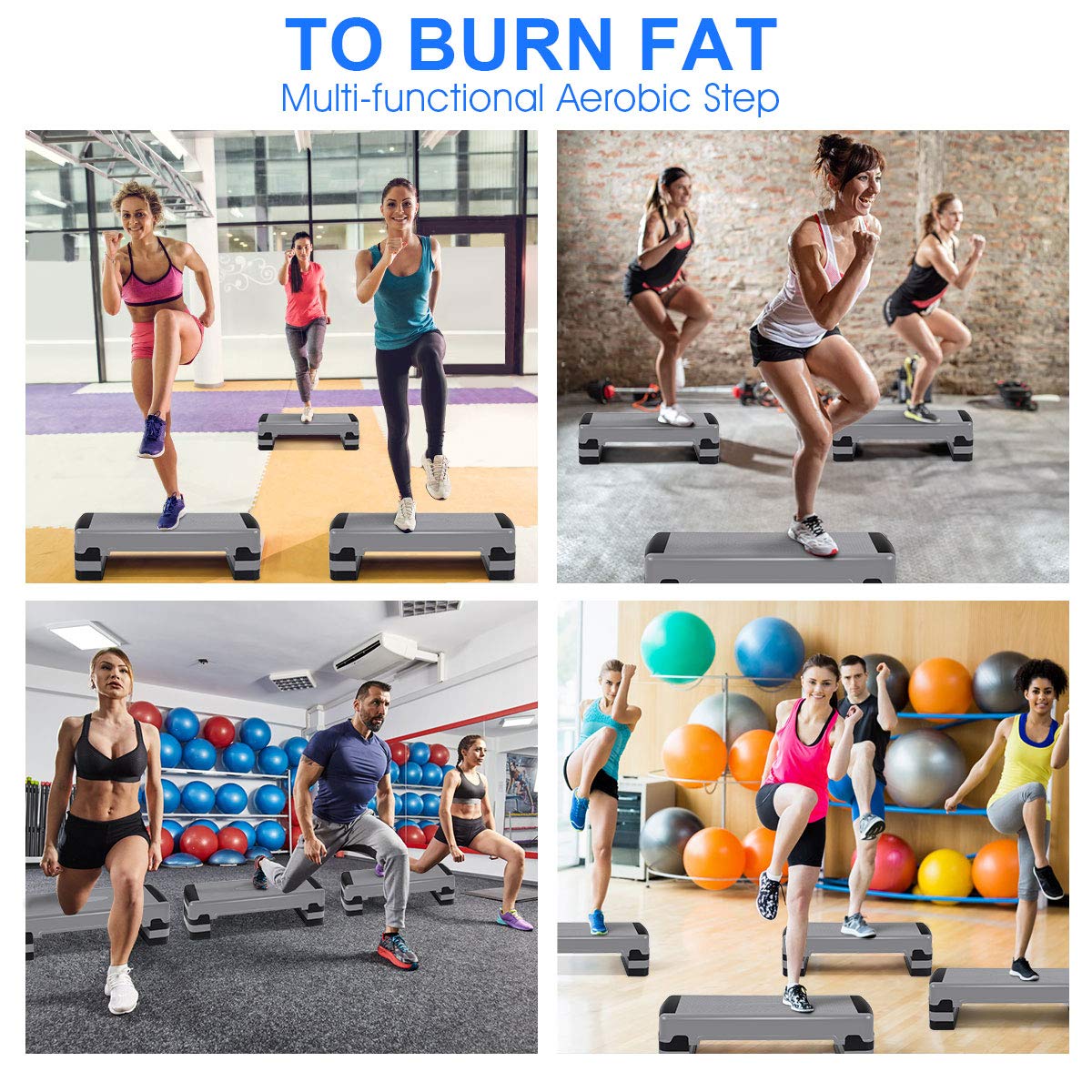 35" Height-Adjustable Non-Slip Aerobic Step Platform O2010