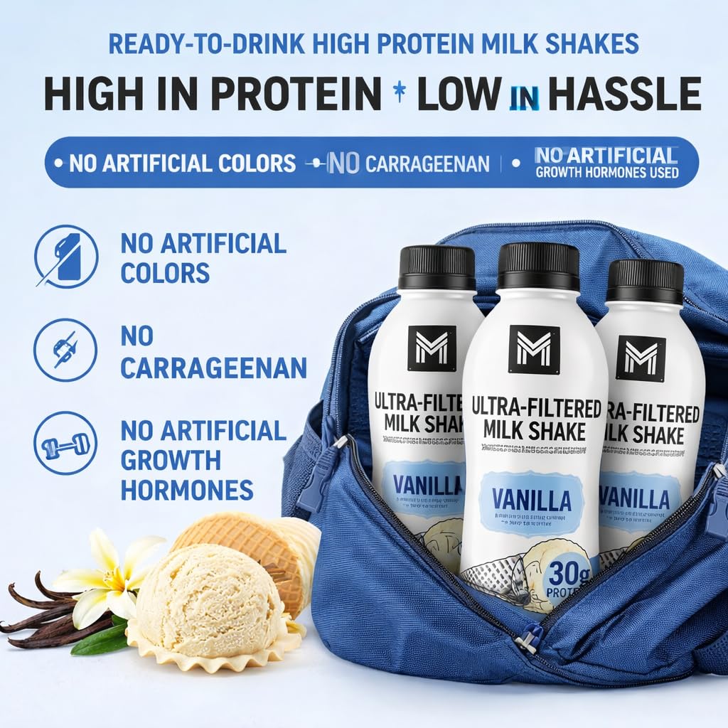 Vanilla Milk Shake, 12 Pack High Protein Shake, 30g Protein, 11.5 Fl Oz J2027