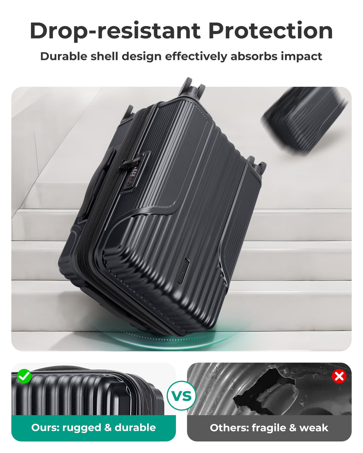 Carry On Luggage with Wheels, Black T192740